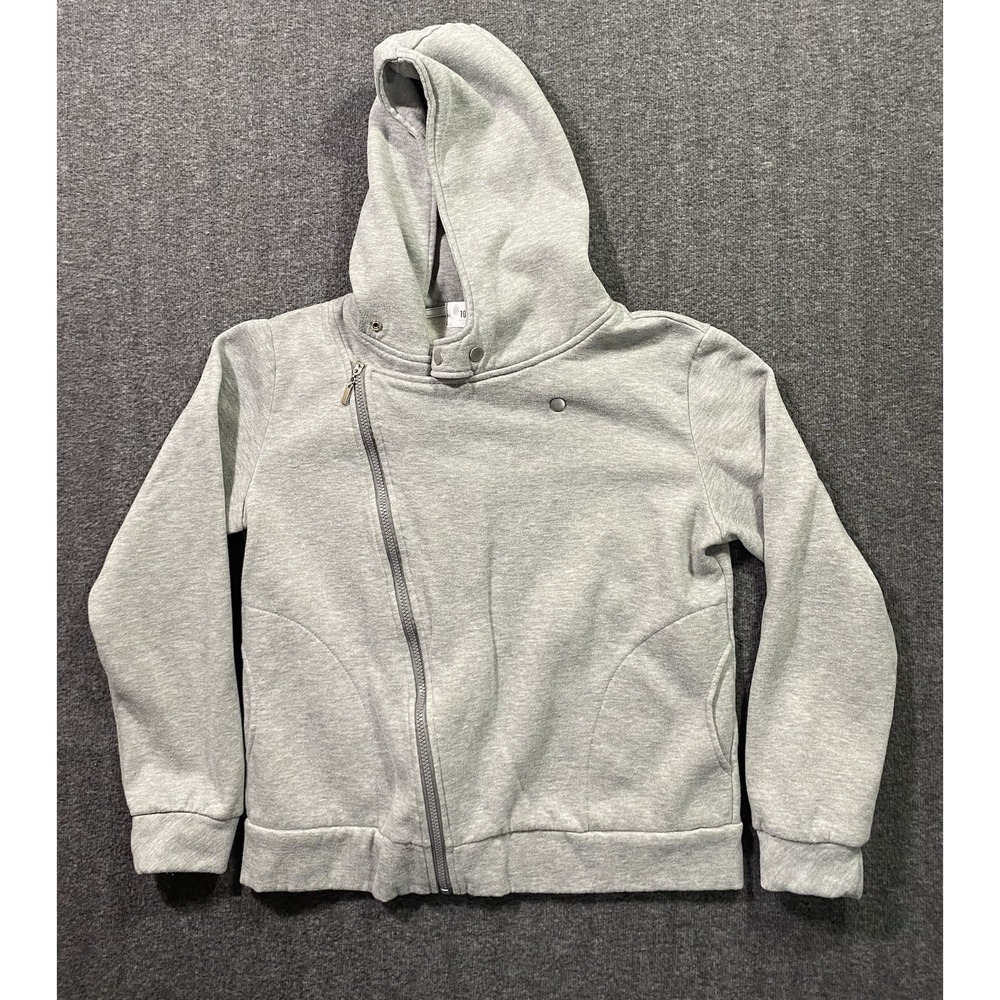 Tomsware Women's Gray Jersey Asymmetric Hooded Full Zip w/Snaps Size M